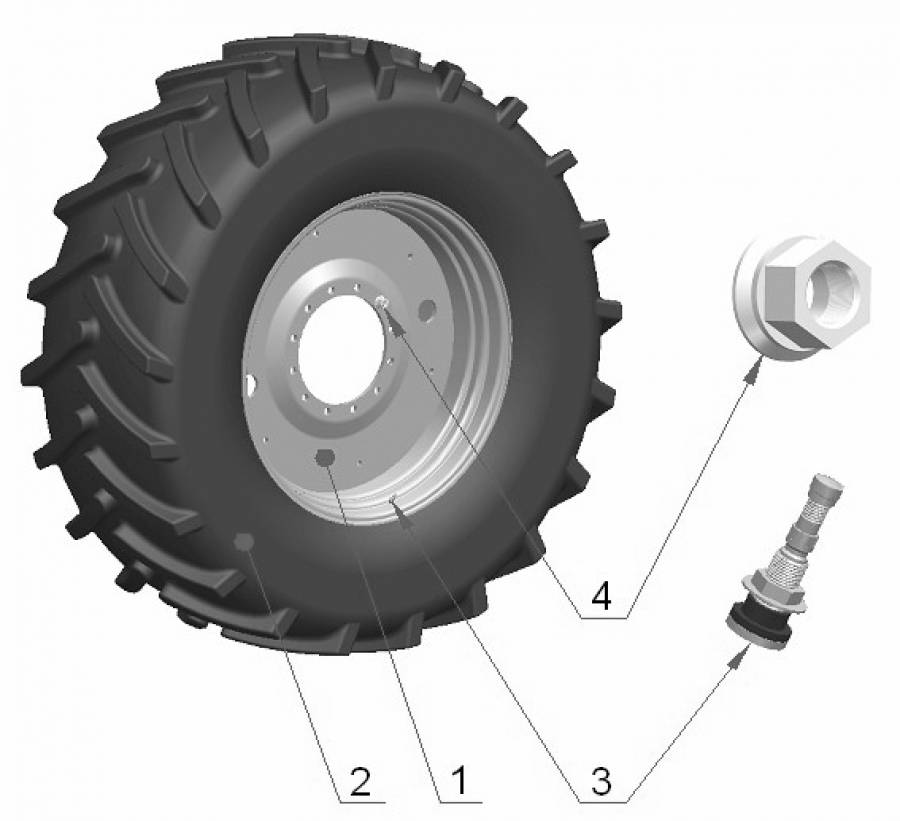 Ступицы задних колес (3104) Колеса задние ведущие (3107)