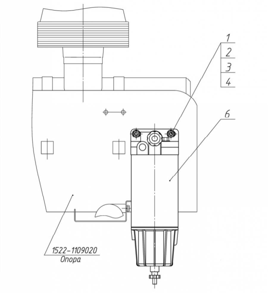 Установка топливного фильтра (1117) БЕЛАРУС-1221/1221В