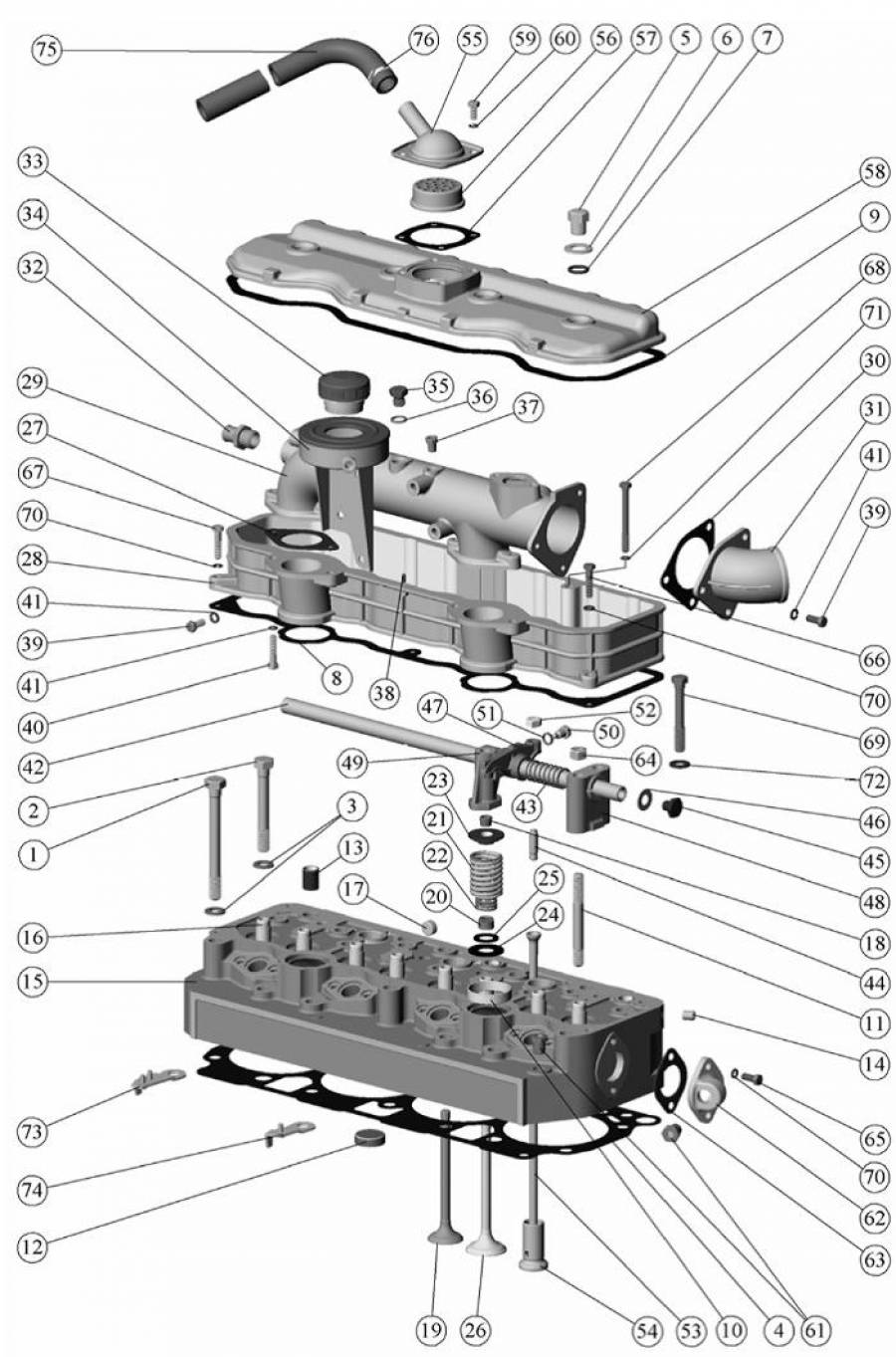 Головка цилиндров. Клапаны и толкатели клапанов для трактора МТЗ-80