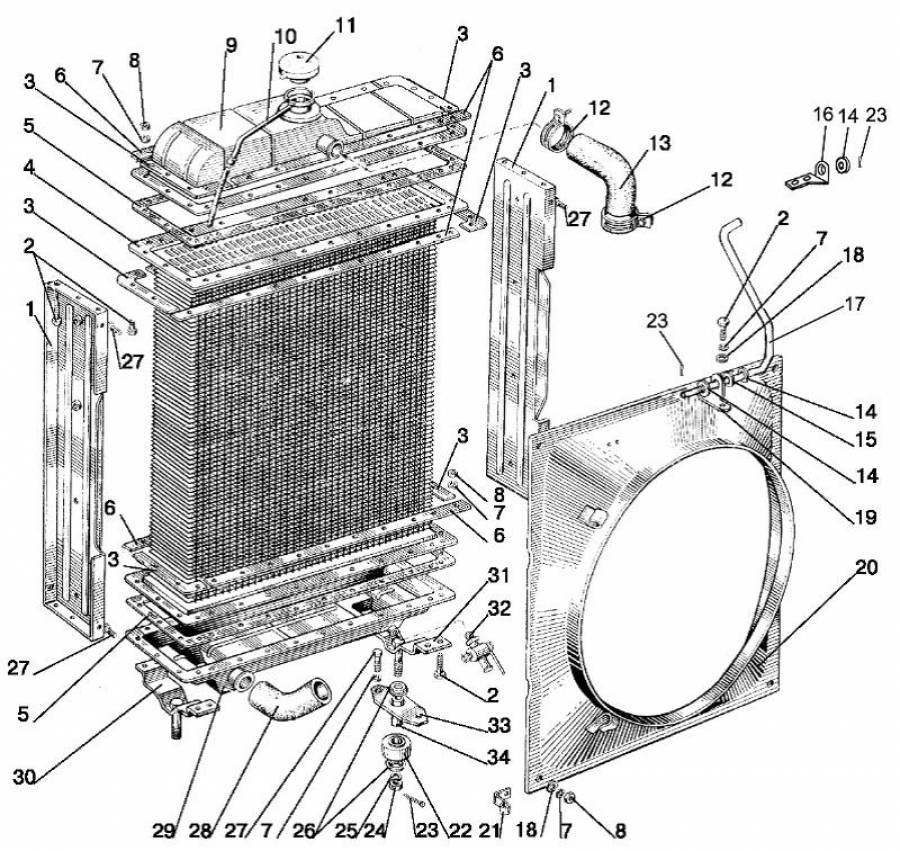 Радиатор водяной. Подвеска радиатора водяного для трактора МТЗ-80