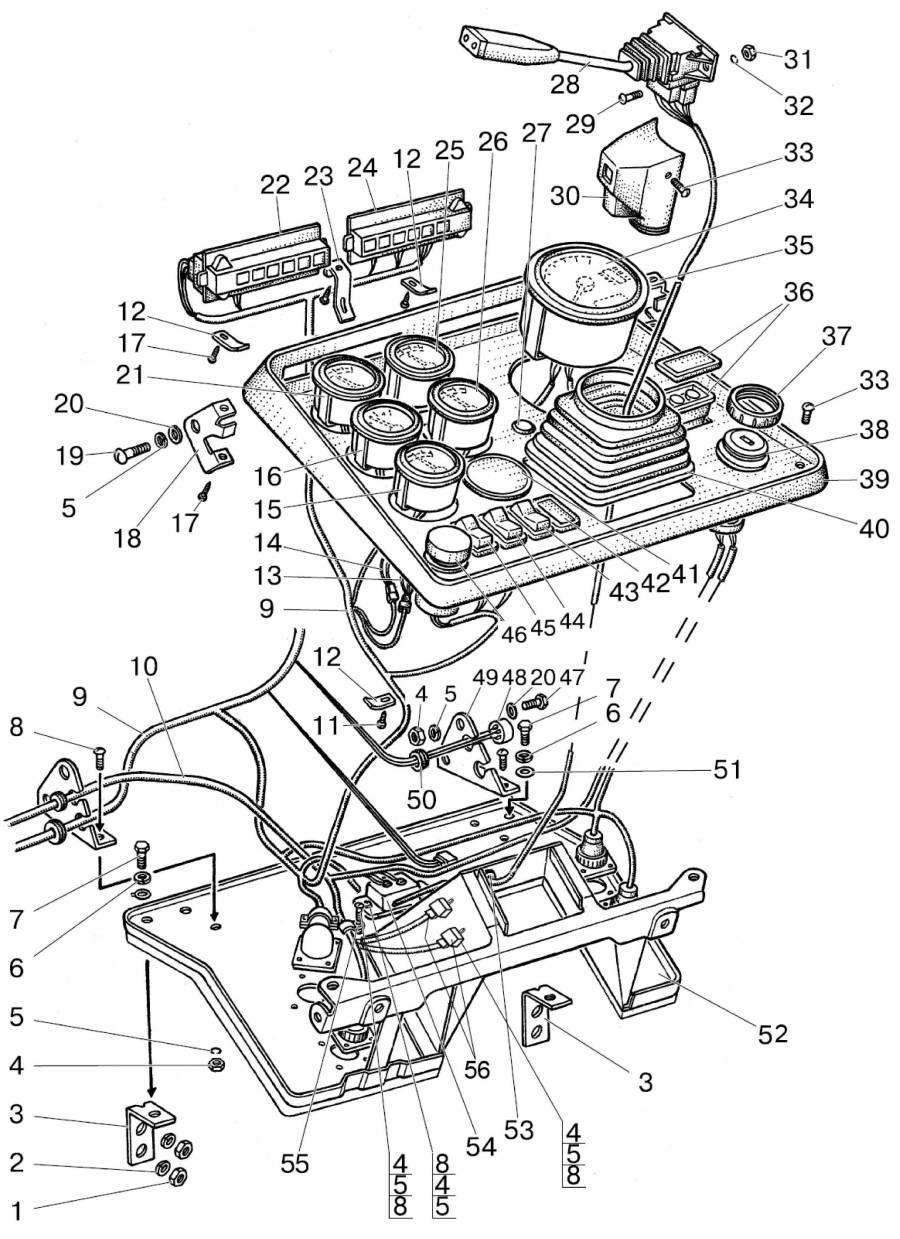Основание, приборы. Вариант 1 для трактора МТЗ-80