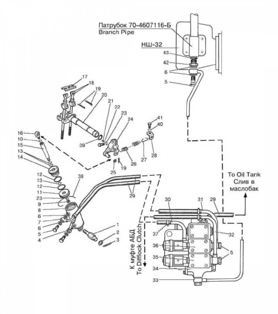 Управление задним валом отбора мощности (для тракторов с гидроподъемником и лифтовым сцепным устройством)(4216)