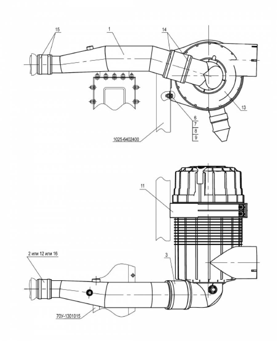 Установка воздухоочистителя «Donaldson» (Д-245.5S2/Д-245.43S2) (1109)