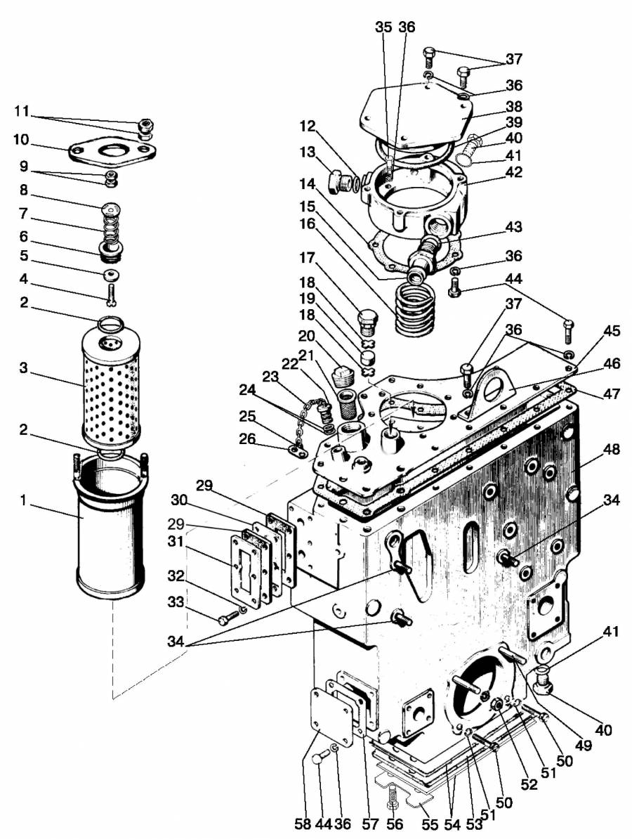 Корпус гидроагрегатов и фильтр для трактора МТЗ-80